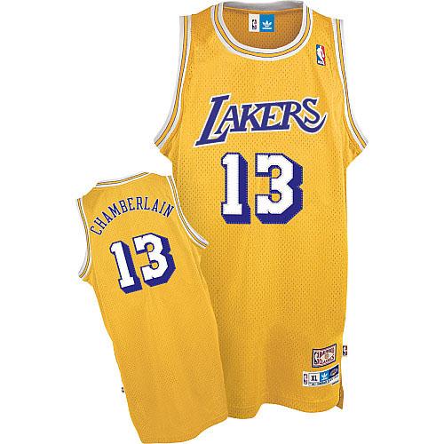 Mens Adidas Los Angeles Lakers 13 Wilt Chamberlain Authentic Gold Throwback NBA Jersey